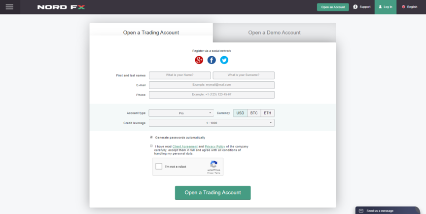 NordFX Aperturar cuenta